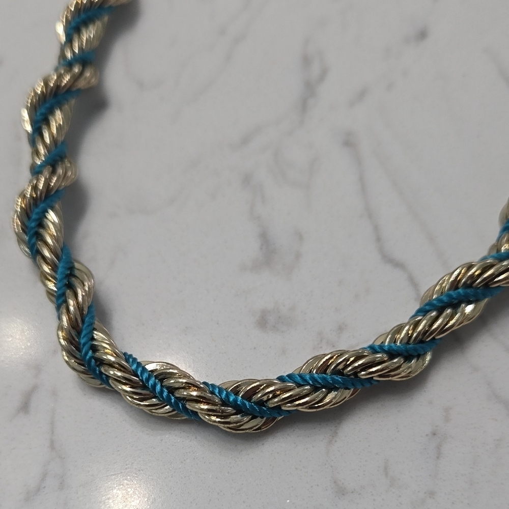 Banana Republic Silver and Blue Twisted Necklace